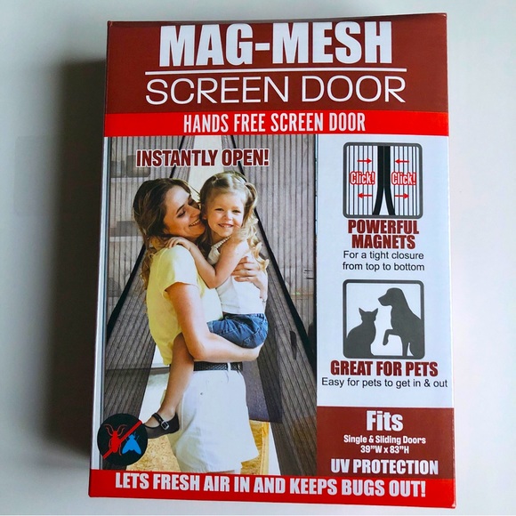 NEW Magnetic Mesh Screen Door Hands-Free Magnetic Closure 39" x 83" - Picture 2 of 16
